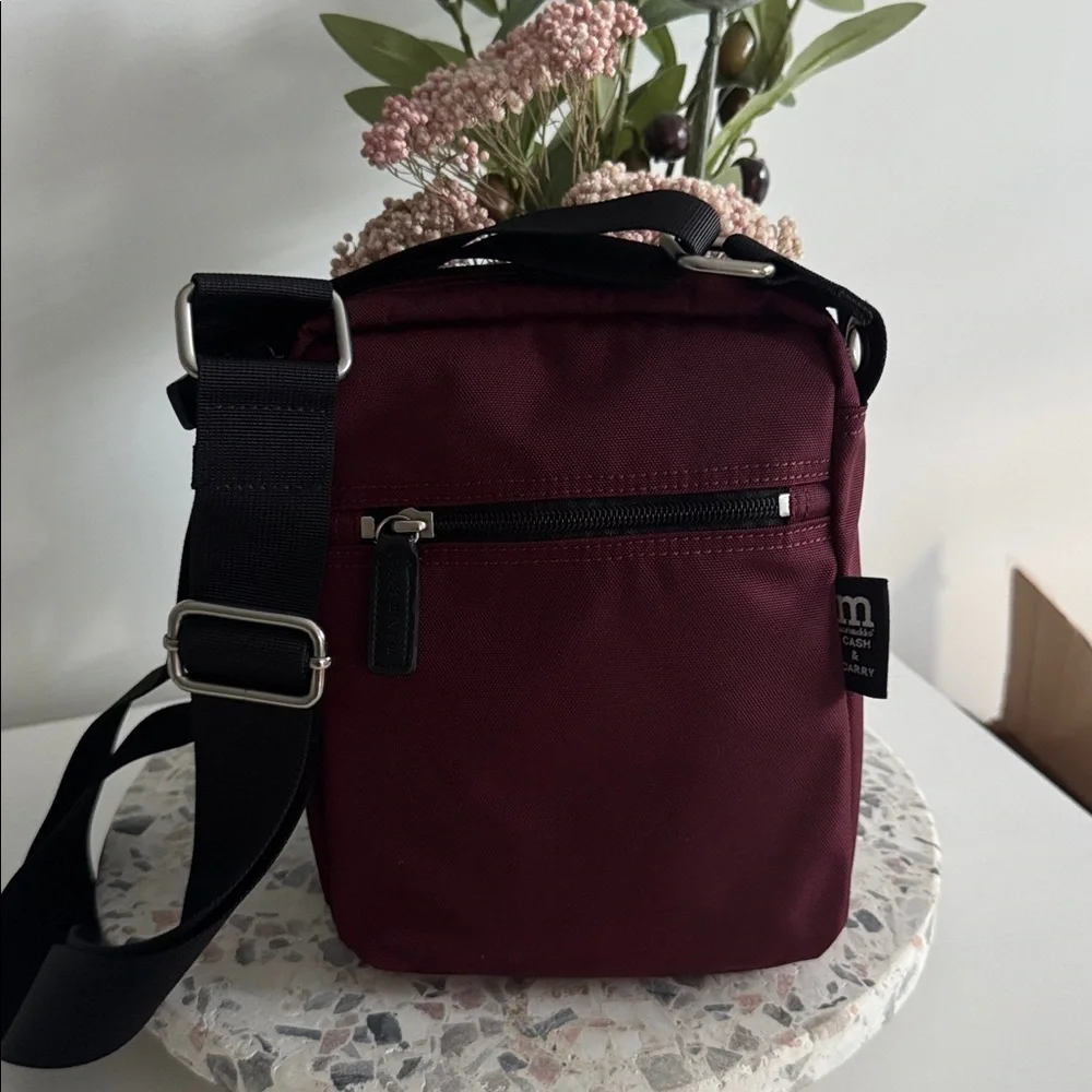 Marimekko Cash & Carry Canvas Crossbody Nylon Maroon Bag